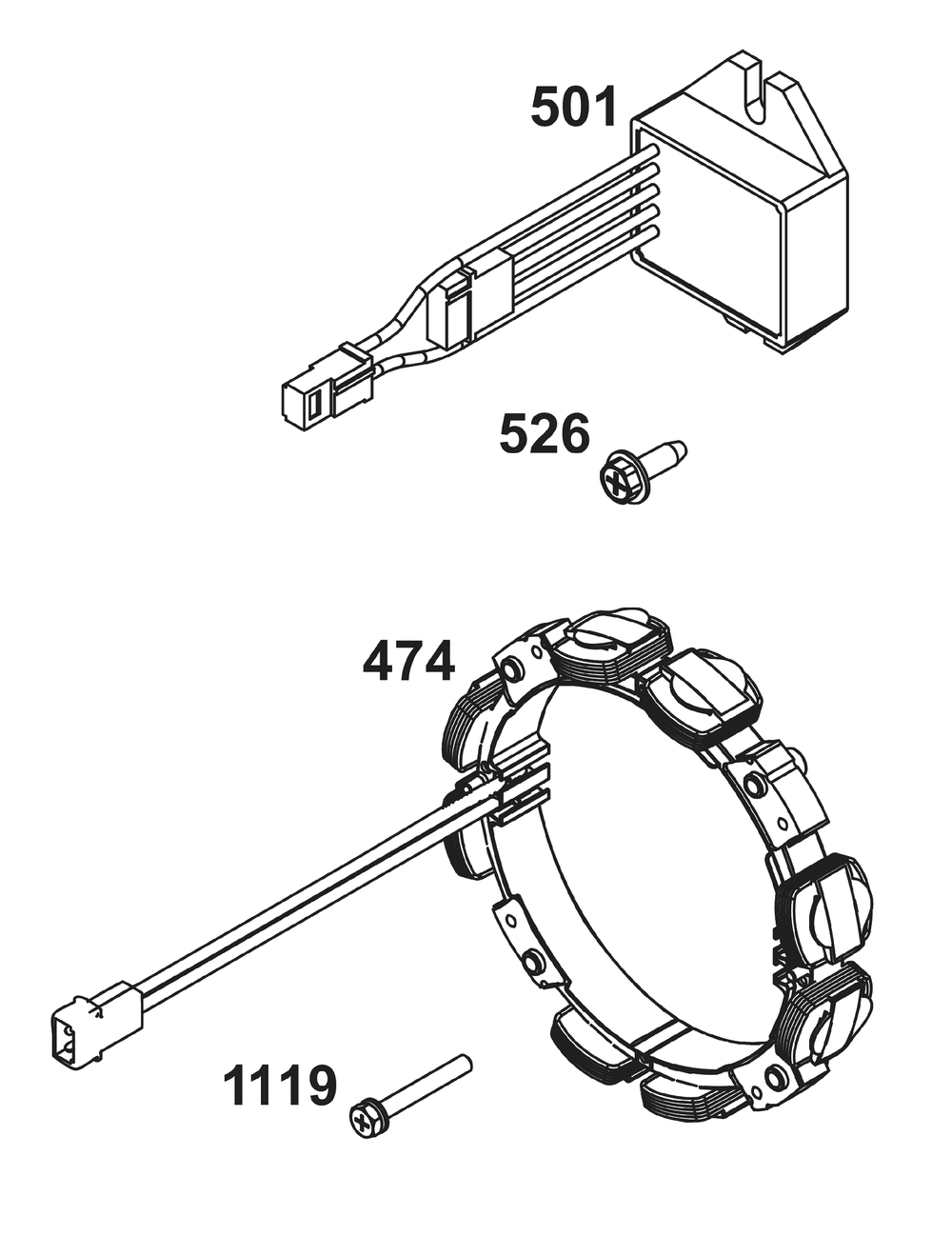 Alternator Group Diagram and Parts List for 359447-0119-E1  Briggs and Stratton Engine